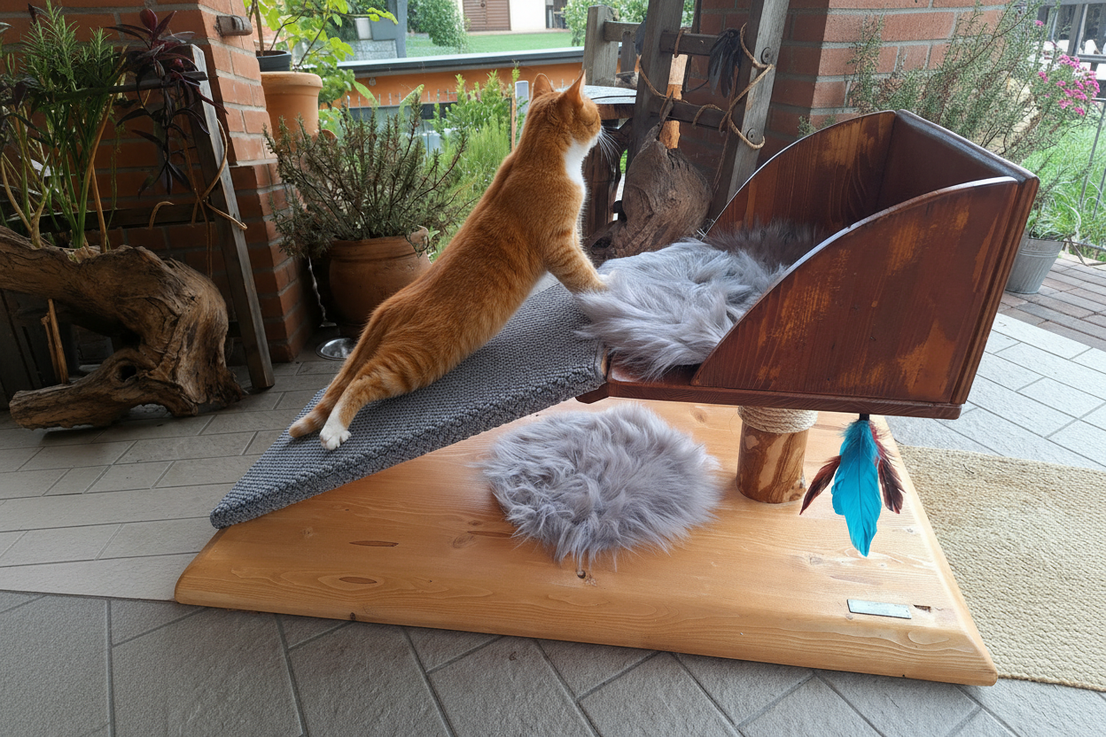LUMOS - gatto arancione che sale con postura esatta
